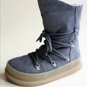 BIRKENSTOCK Mid-calf Suede Moon Boots MASI grey-graphite US9.5 EU40